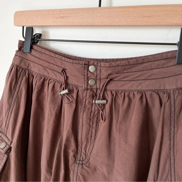 Anthropologie Pilcro Parachute Mini Skirt 0 Washed Brown Cargo Pockets Gorpcore - Picture 6 of 11